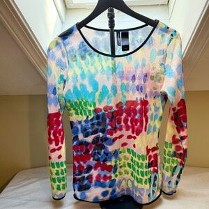Vintage Y2K 2000s Bisou Bisou Colorful Sheer Top Size Medium